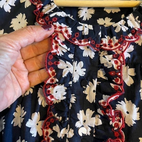 J.Crew Bohemian Ruffle Floral Daisy Women's Long Sleeves Tunic Sz M - Picture 4 of 7